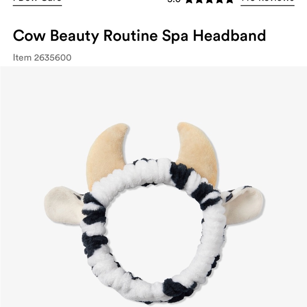 NWT Cow Spa Headband